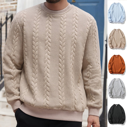 Men's Versatile Solid-color Crewneck Pullover Hoodie