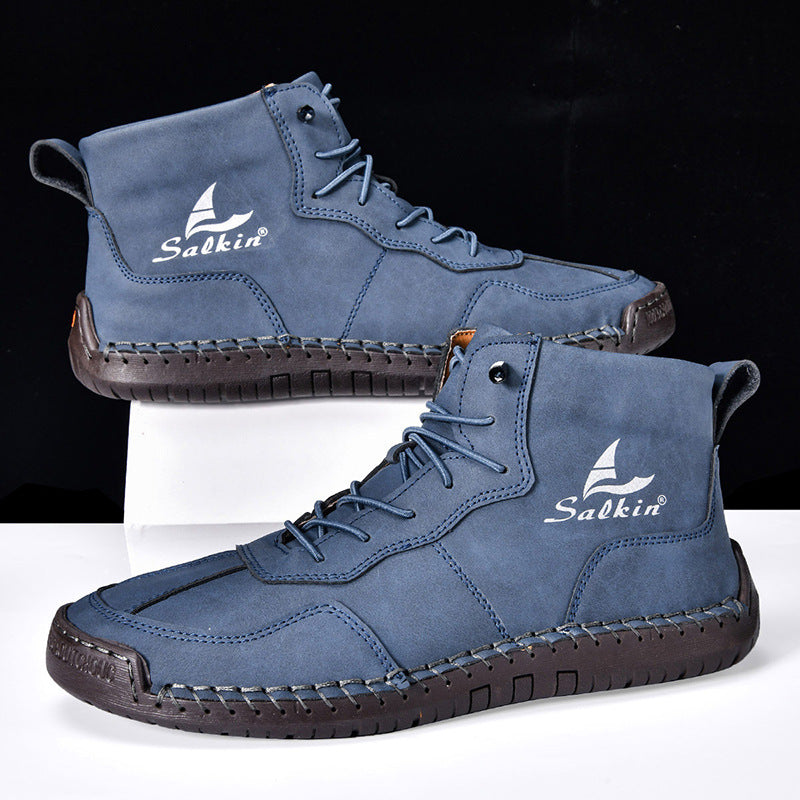 Leather Shoes High-top Retro Casual Boots
