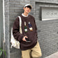 Loose Versatile Crew Neck Embroidered Casual Sweatshirt