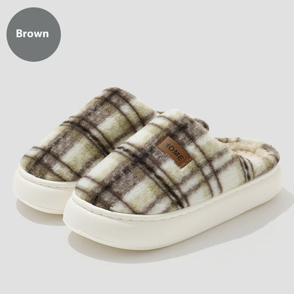 Women's Home Comfortable Warm Striped Toe Cap Cotton Slippers