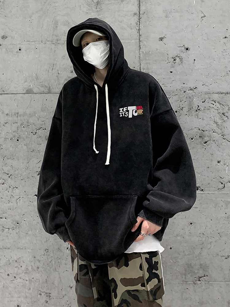 Heavy Cotton Zhongshan Hoodie Men's American Style Three Pin Hoodie Coat