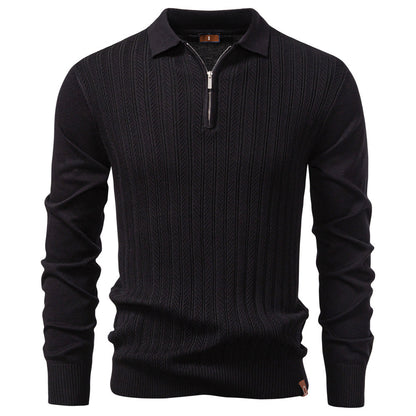 Men's Business Casual Sweater Long Sleeve Half Zipper Sweater