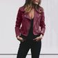 European And American Solid Color Women's Lapel Diagonal Zipper Short Jacket
