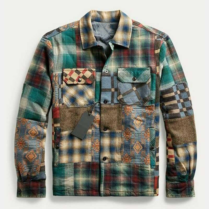 Men's Thick Cotton Plaid Jacket Jacket