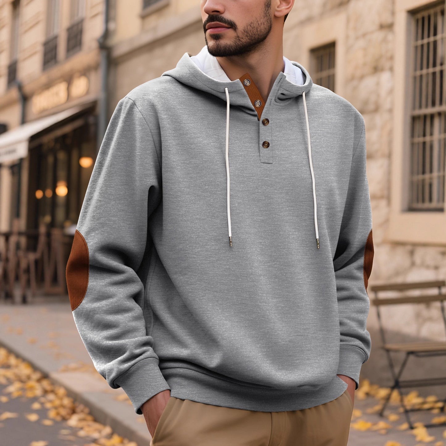 Men's Solid Color Hooded Pullover Sportswear Sweatshirt