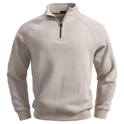 European And American Half Zipper Sweater Stand-up Collar All-match Fleece Men's Sweater Top
