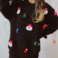 Women's Cute Fashion Santa Claus Three-dimensional Decoration Round Neck Long Sleeve Sweater
