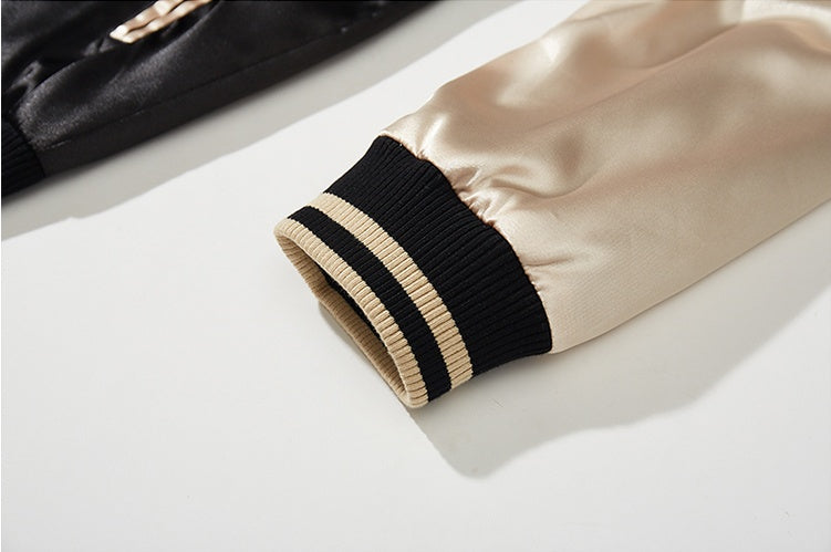 Men's Green Dragon Embroidered Baseball Jacket