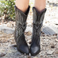 Oversized Women's Boots Western Cowboy Boots Middle Heel Ethnic Style Square Toe Boots