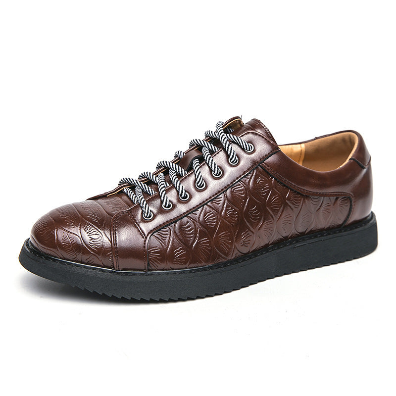 Men's Casual Leather Shoes Lace-up Flat Bottom Daily