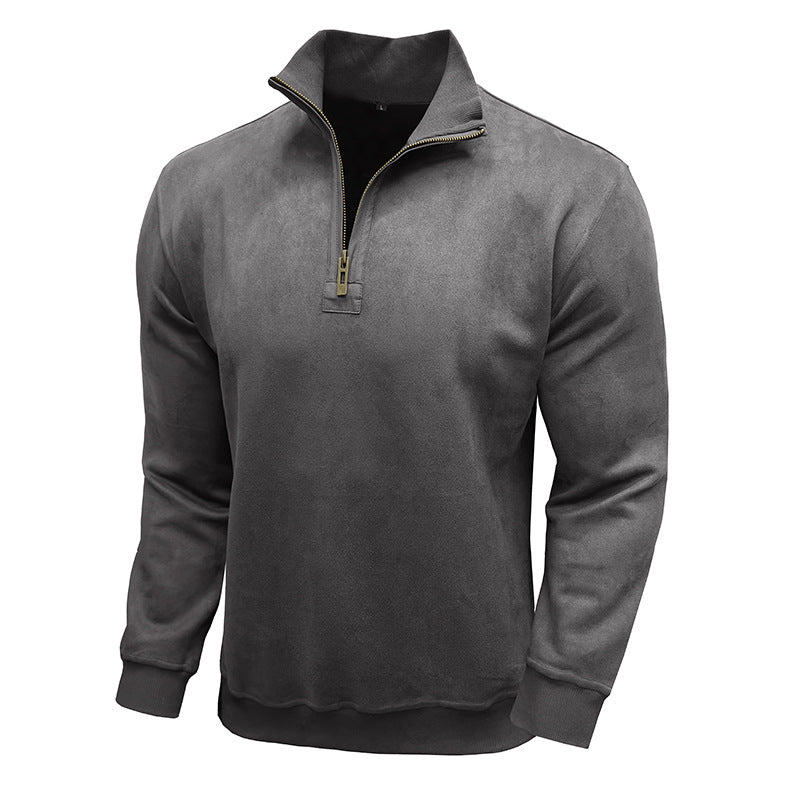 Men's Long-sleeved Zipped Stand Collar Sweater