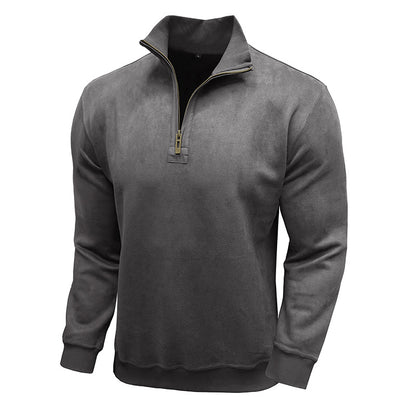 Men's Long-sleeved Zipped Stand Collar Sweater