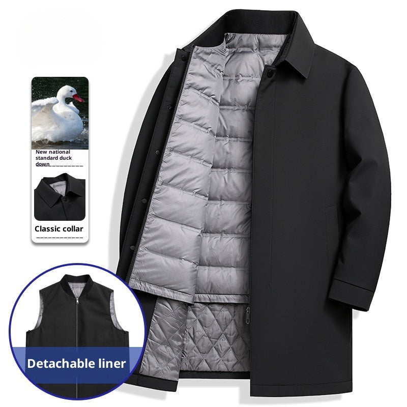Men's Mid-length White Duck Down Business Casual Jacket