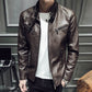 Leather jacket men's leather zipper cardigan men's jacket
