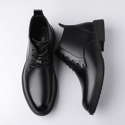 Retro Lace Up Denim Trendy Mid-length Warm Non-slip Men's Martin Boots