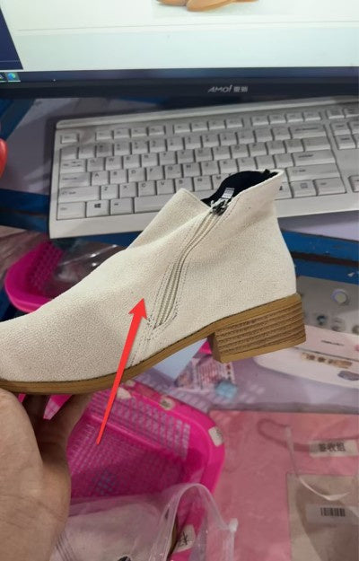 Chunky Heel Side Zip Mid-heel Ankle Boots