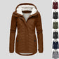 Winter Hooded Jacket Solid Color Warm Buckle Zip-up Fleece Jacket With Pockets Women's Casual Jacket