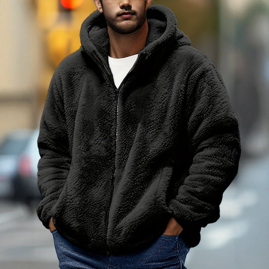 Winter New Men's Fleece Lined Padded Warm Keeping Hooded Jacket