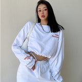 Casual Loose Letter Embroidered Long Sleeve Sweatshirt