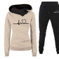 Women Tracksuit Pullovers Hoodies and Black Pants Autumn