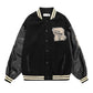 Vintage Flame Embroidered Jacket Jacket Baseball Uniform