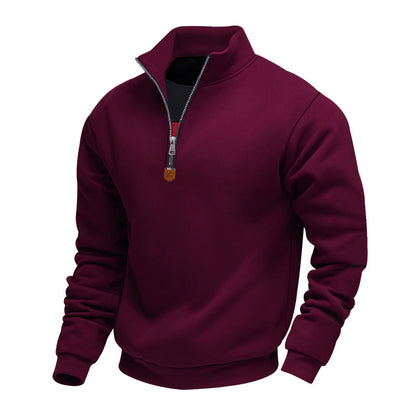 Men's Stand Collar Long Sleeve Half-zip Sport Casual Sweatshirt