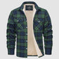 Fleece Lined Men's Jacket Long Sleeve Lapel Plaid