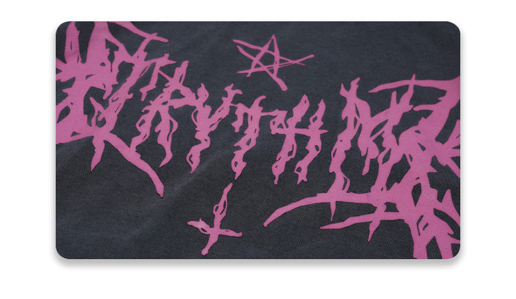 Vintage High Street Distressed Washed Loose Black Hoodie