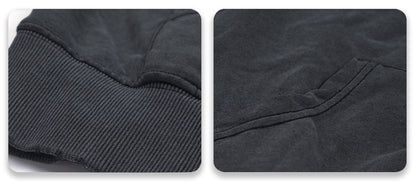 Vintage High Street Distressed Washed Loose Black Hoodie