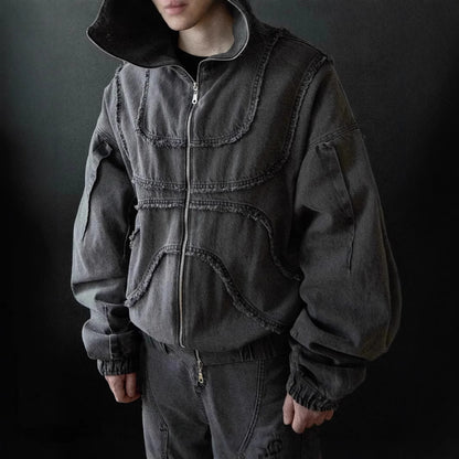 Abstract Men's Trendy Versatile Zipper Hooded Sweater