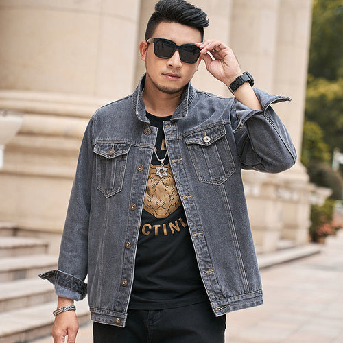 Men's Plus Velvet Thick Denim Jacket Plus Fertilizer To Increase