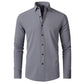 Solid Long Sleeve Shirt Fashion Slim Lapel Button Office Business Shirt Men's Clothing