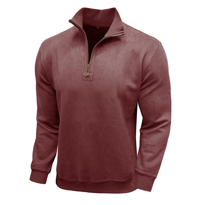 Men's Long-sleeved Zipped Stand Collar Sweater