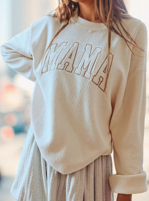 Women Loose Fit Embroidered Print Sweatshirt Top