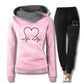Women Tracksuit Pullovers Hoodies and Black Pants Autumn