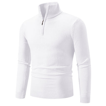Zip-up Turtleneck Pullover Men's Long Sleeved Sweater