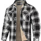 Fleece Lined Men's Jacket Long Sleeve Lapel Plaid