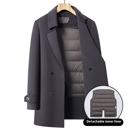 Double-sided Wool Overcoat Men's Mid-length Suit Collar Woolen Coat
