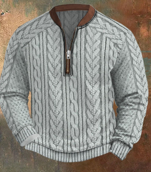 Men's Casual Checkered Printed Half Zip Hoodie