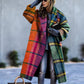 Women's Color Matching Plaid Long-sleeved Coat