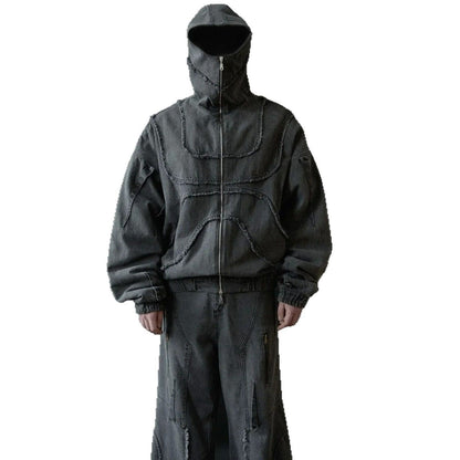 Abstract Men's Trendy Versatile Zipper Hooded Sweater