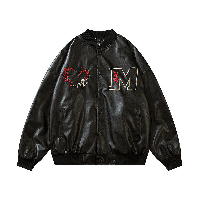 Men's Loose Vintage Embroidered Baseball Jacket