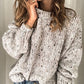 Winter Polka Dot Pullover Knitted Sweater Fashion Solid Color Loose Long Sleeve Top Women's Clothing