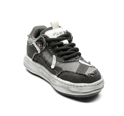 Special-interest Design 7cm Invisible Height Increasing Distressed Dissolved Board Shoes