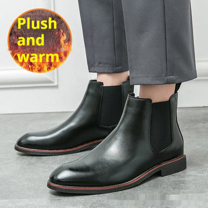 Autumn And Winter Fleece-lined Men's Plus Size Fashion Short Boots