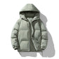 Men's Hoodie Coat Winter Fashion Solid ZIp-up Thickened Cotton-padded Jacket Casual Warm Outwear Top Clothing