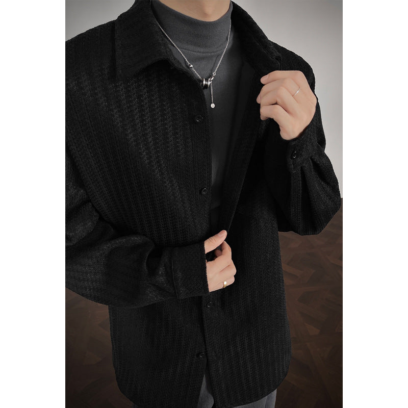 Mens Bold Herringbone Chanel-Style Shirt Jacket