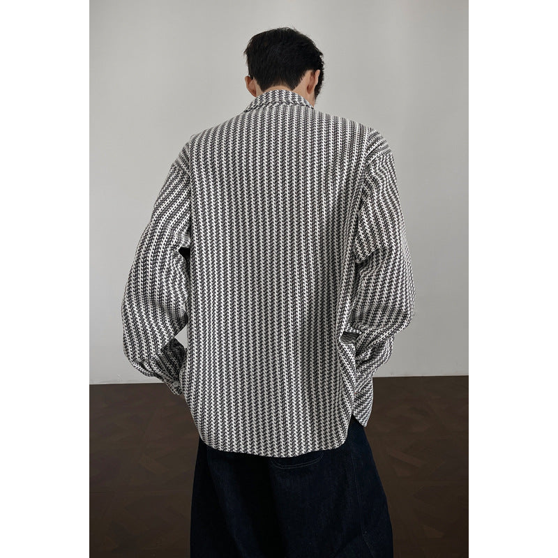 Mens Bold Herringbone Chanel-Style Shirt Jacket