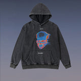 Washed Distressed Skull Graffiti Hoodie