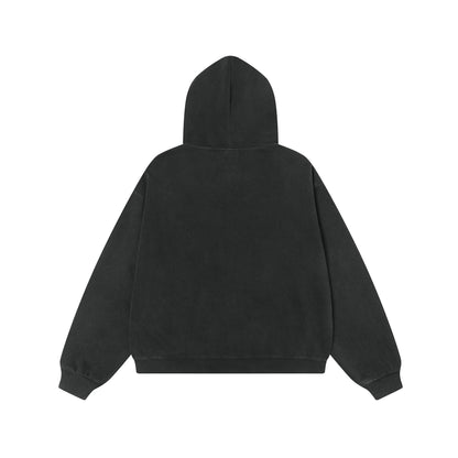 Spring New American College Style Retro Washed Hoodie Coat Cardigan Zipper Sweater